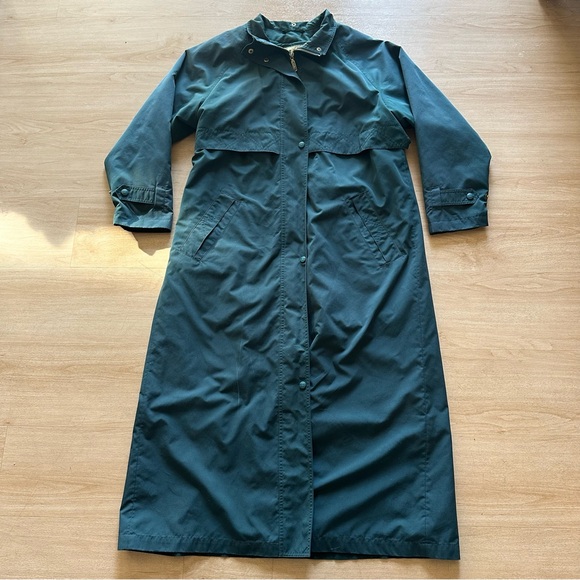L.L. Bean Jackets & Blazers - Vintage L.L. Bean Dark Forest Green Wool Lined Full Length Zip Trench Coat